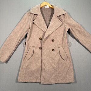 Have Pea Coat‎ Womens Small Beige Pockets Cross Body Button Heavyweight Designer